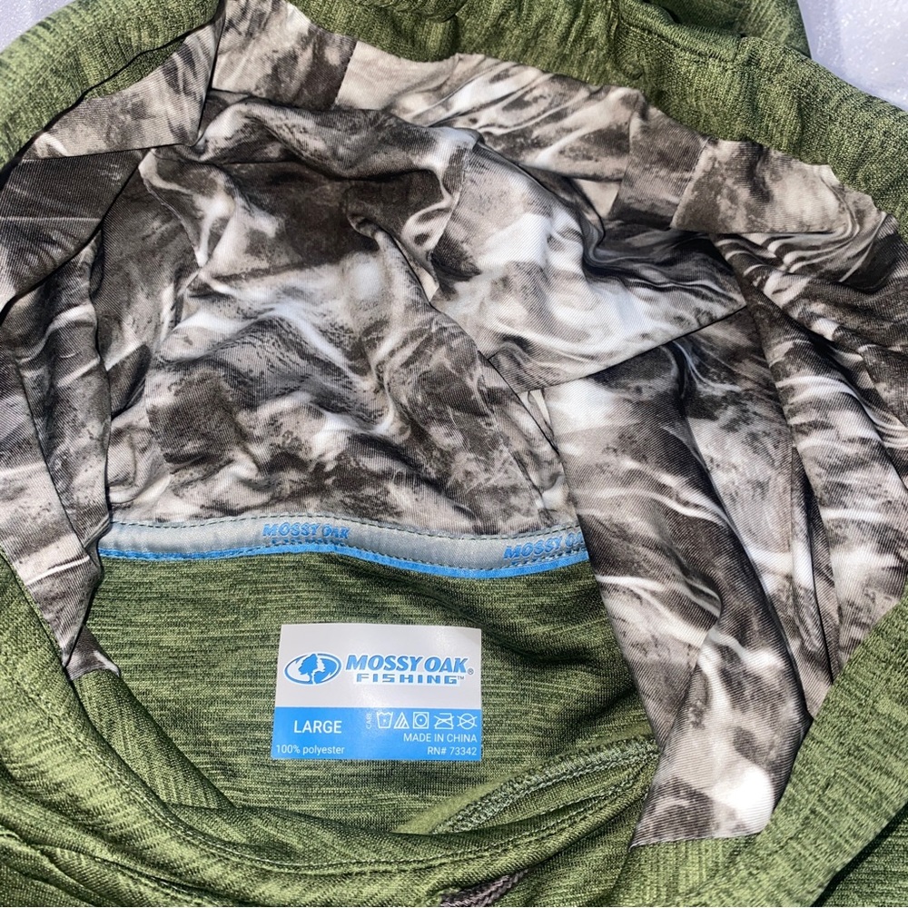 Men’s Mossy Oak Performance Hoodie Green Size L Hunting/Fishing Pullover - Picture 4 of 4